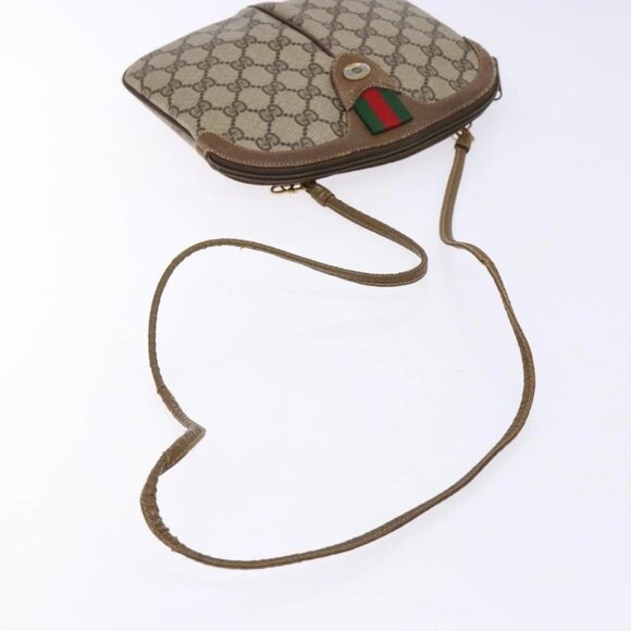 GUCCI GG Supreme Web Sherry Line Bag PVC Beige Gold 98 02 047 Auth fm4861 - Picture 8 of 16